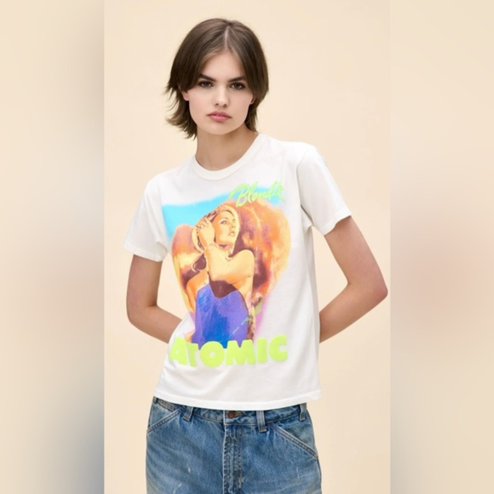 NWOT Daydreamer S Blondie Atomic Ringer Tee in Bleach White New $88 Shirt